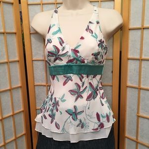 bebe Silk Tank with Criss Cross Straps